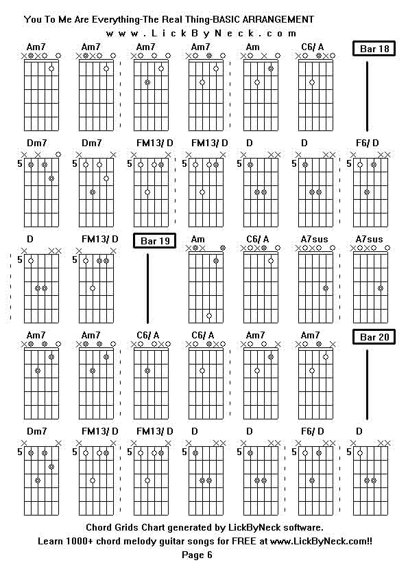 Chord Grids Chart of chord melody fingerstyle guitar song-You To Me Are Everything-The Real Thing-BASIC ARRANGEMENT,generated by LickByNeck software.